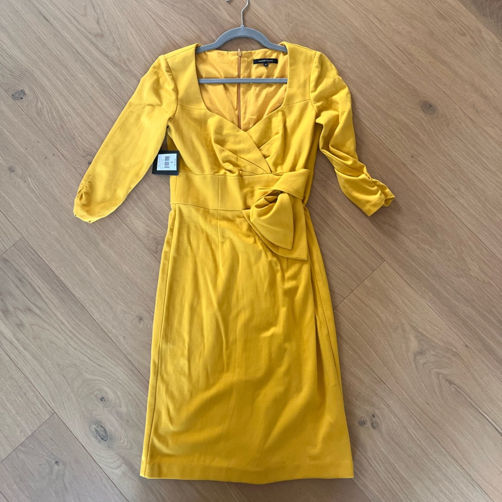 NWT $378 Nanette Lepore Love Story Mustard Yellow Shift Dress 6 NWT